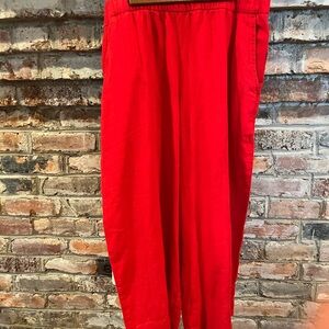 NWT GAP Linen Wide Leg Petite Med Red Pants